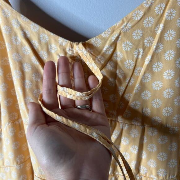 Abercrombie & Fitch Cinched Floral Midi Dress Women’s Large Yellow Cottagecore - Picture 3 of 9